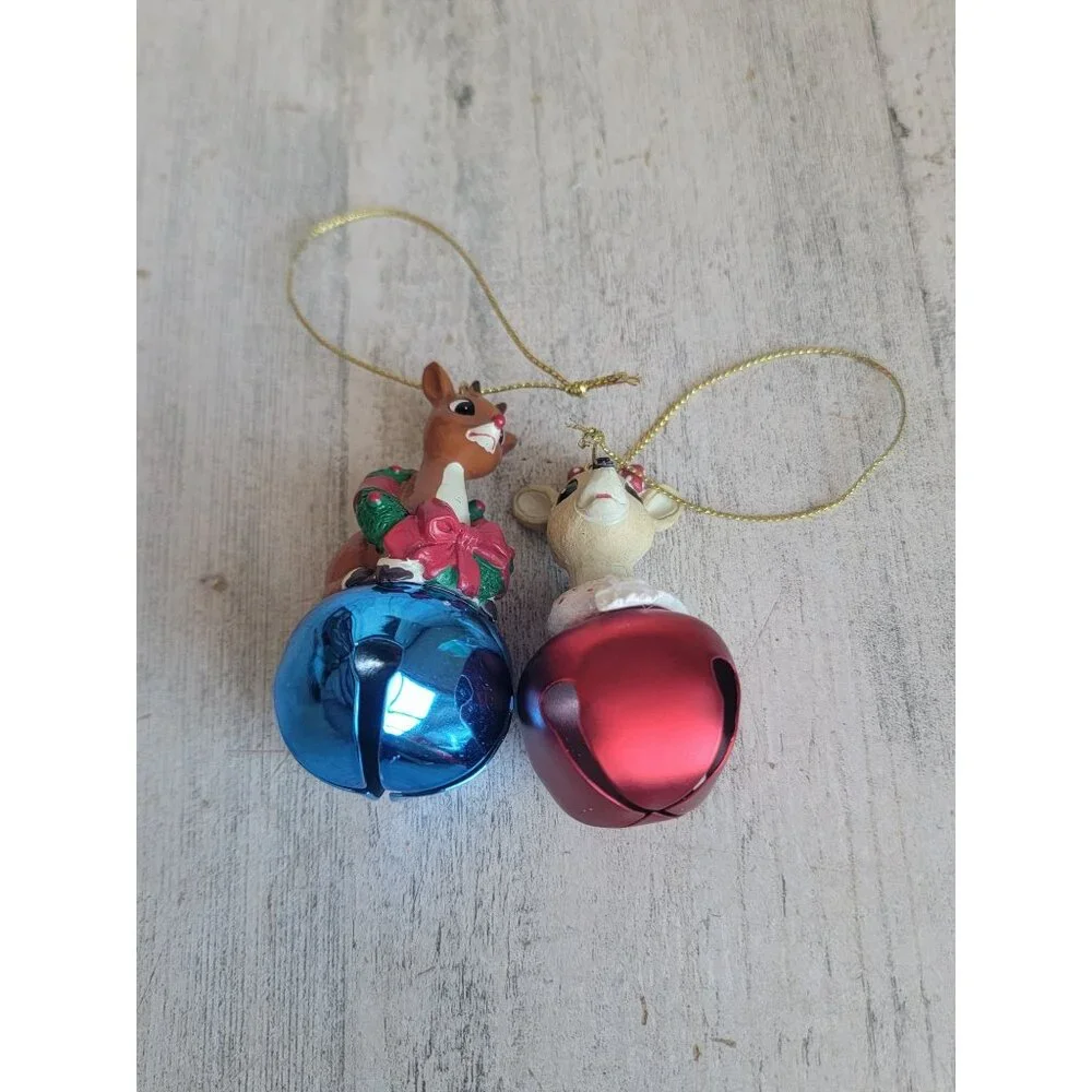 Rudolph Clarice reindeer movie bell ornament Xmas‎ set